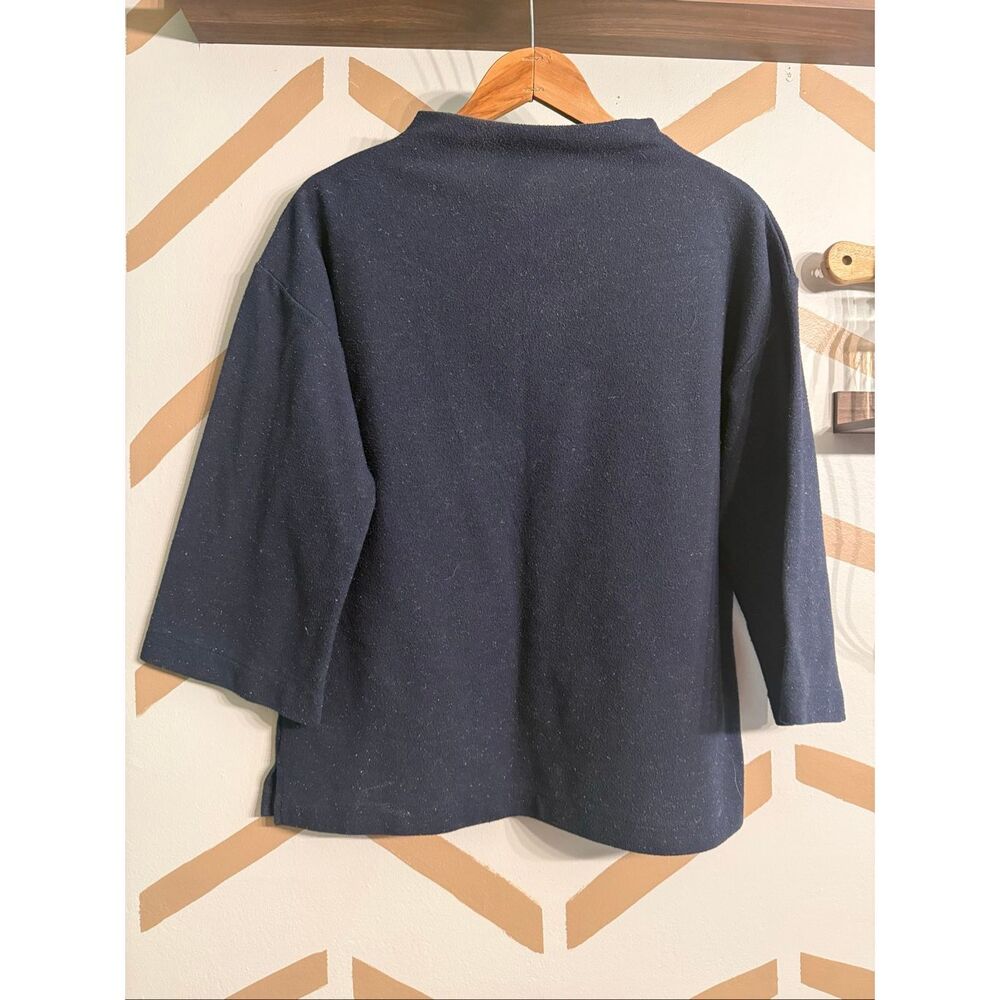 Banana Republic Navy Blue Mock Neck 3/4 Sleeve Pullover‎ Sweater Size Medium